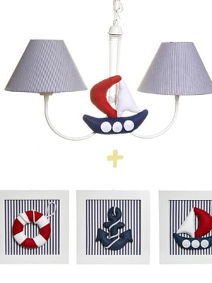 Lustre pendente quadrinhos decorados marinheiro quarto bebê