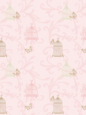 Papel de parede quarto menina rosa gaiolas borboletas