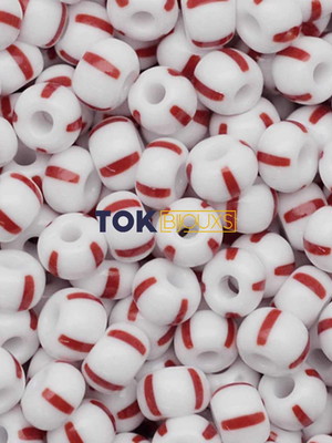 Missangão rajado jablonex branco / vermelho leitoso - 25g