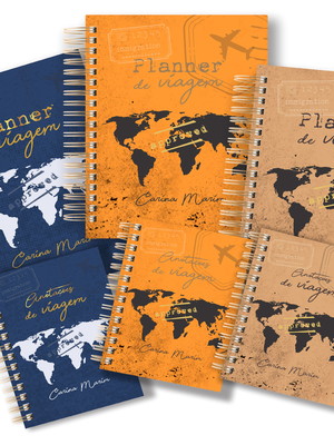 Planner de viagens (miolo azul) + bloquinho - permanente