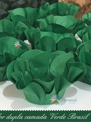 100 forminhas para doces flor dupla papel verde promoção!