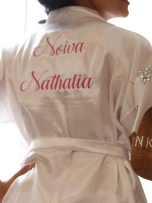 Robe cetim bordado noiva coroa madrinha rosê gold nude