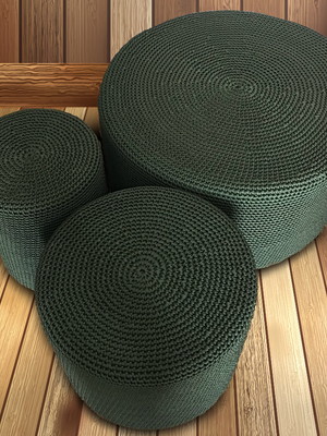 Puff maxi crochet 40x40cm corda náutica