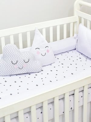 Kit berço rolinhos 4 peças nervura branco