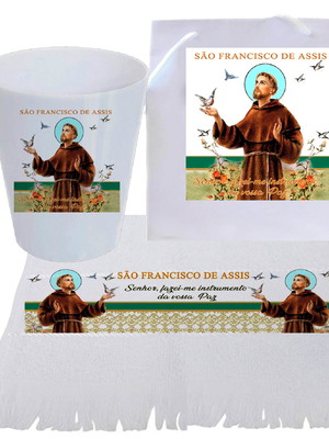 Kit lembrancinha de igreja - missa - são francisco de assis