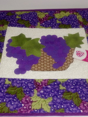 Capa fogão e pano de prato uvas