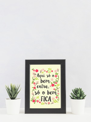 Quadro decorativo 10x15 com moldura frase proteção acetato