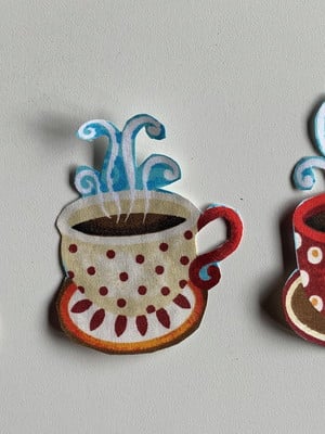6 patch aplique termocolante 4 xícaras e 2 vaso de flores