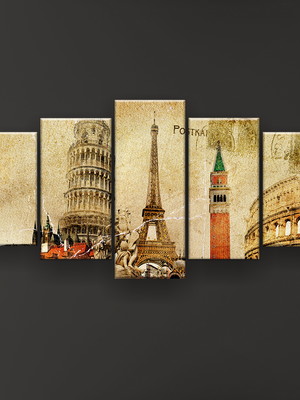 Quadro decorativo postais 129x61 sala quarto