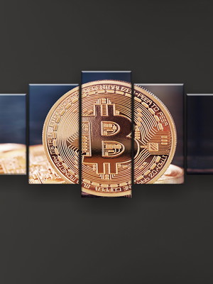 Quadro decorativo bitcoin 129x61 sala quarto