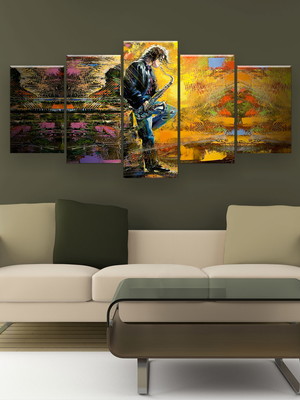Quadro decorativo saxofonista 129x61 sala quarto