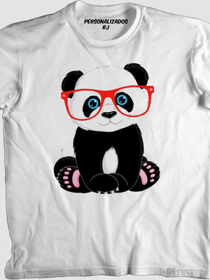 Camisa panda fofo de óculos