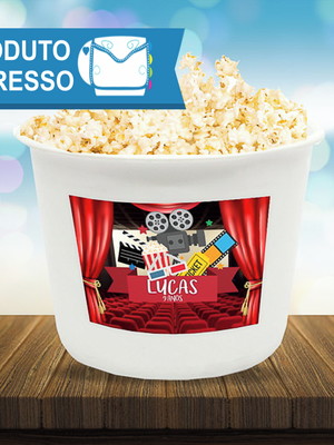 Rótulo balde de pipoca cinema