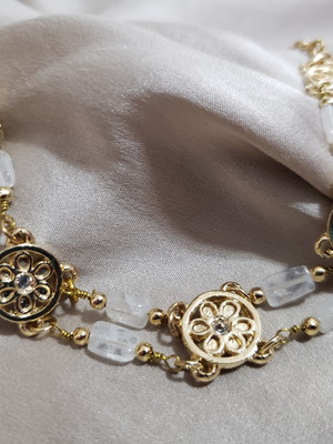 Pulseira banhada com pedra da lua