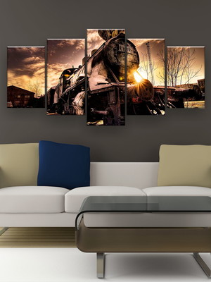 Quadro decorativo trem 129x61 sala quarto