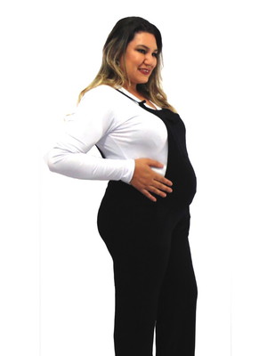 Jardineira gravida macacão gestante plus size + brinde