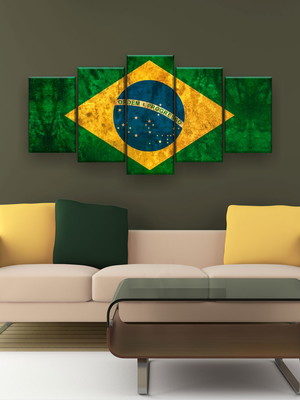 Quadro decorativo bandeira do brasil 129x61 sala quarto