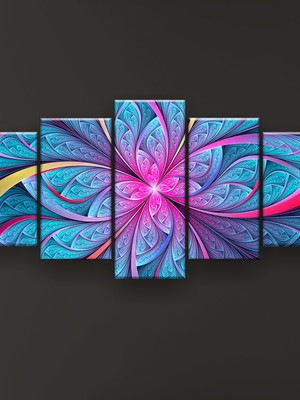 Quadro decorativo mandala mosaico ciano 129x61 sala quarto