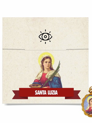 Cartão personalizado + medalhinha de santa luzia