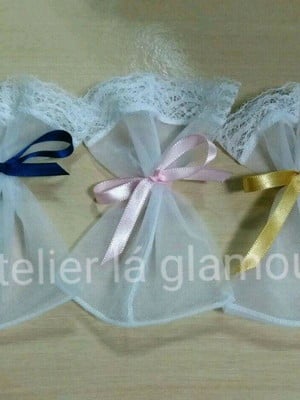 Kit saquinhos organza tunil com renda