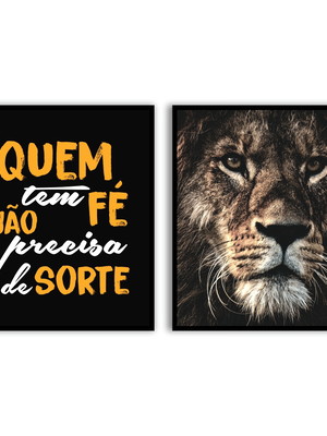 Quadro leão e frase