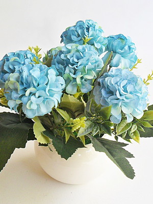 Arranjo mini hortências - azul turquesa - tipo 54