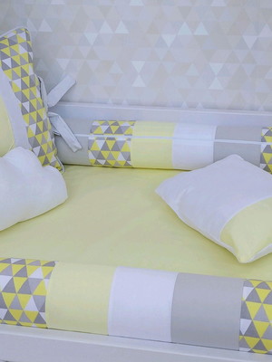 Kit berço rolinho amarelo 100% algodão