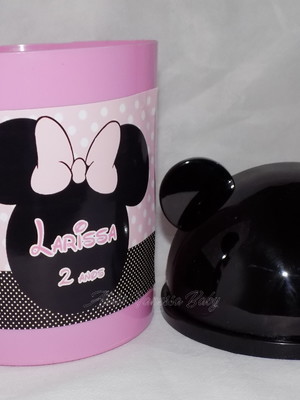 Balde de pipoca com tampa minnie rosa