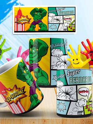 Caneca de polímero hulk personalizada com nome