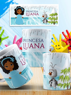 Caneca de polímero frozen personalizada com nome