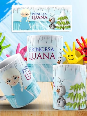 Caneca de polímero frozen personalizada com nome