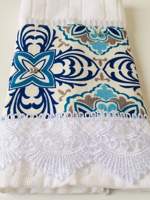 Toalha de lavabo ladrilho azul