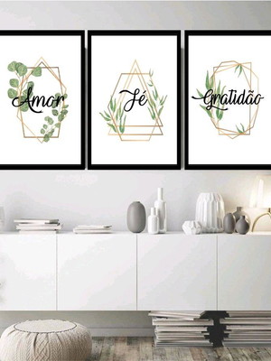 Quadro decorativo frases amor fé gratidão