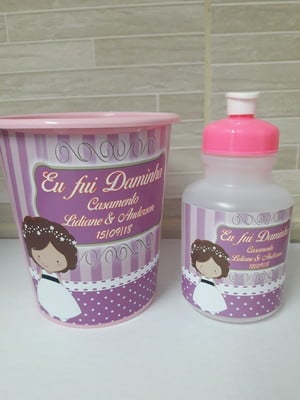 Kit balde e squeeze daminha de honra e pajem