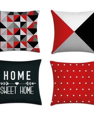 Kit 4 capas almofadas vermelho e preto