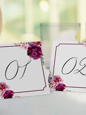 Numeração de mesa floral roxo- arte digital