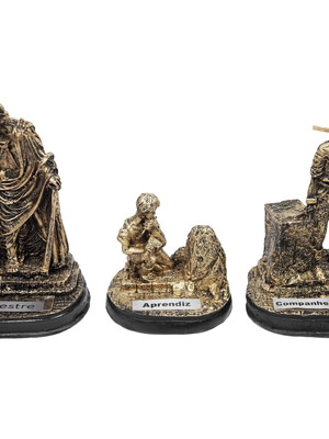 Trio maçonaria estátua mestre aprendiz e companheiro