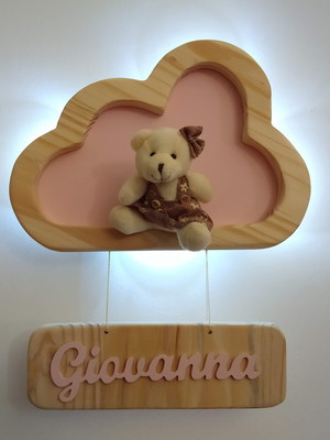 Nuvem personalizada com led plaquinha e nome do bebe