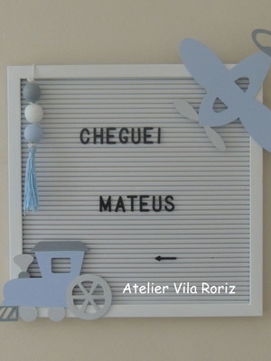 Quadro porta maternidade letter board avião e trem!!