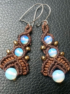 Brincos macramê delicado boho