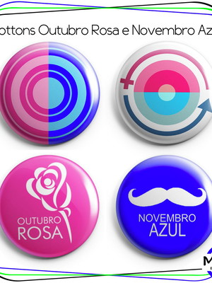 Botton 4,5 cm com alfinete - outubro rosa novembro azul