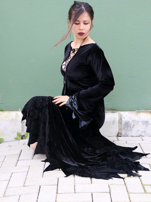 Vestido fantasia cosplay preto najine naja harry potter anim