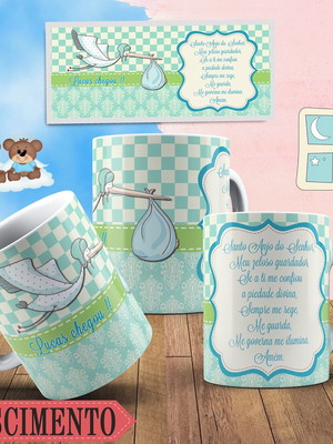 Caneca de polímero personalizada nascimento menino
