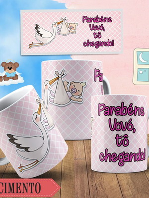 Caneca de polímero personalizada nascimento menina