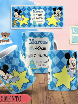 Caneca de polímero personalizada nascimento mikey
