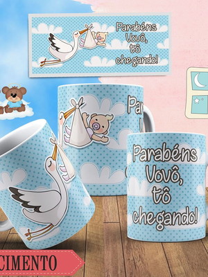 Caneca de polímero personalizada nascimento menino