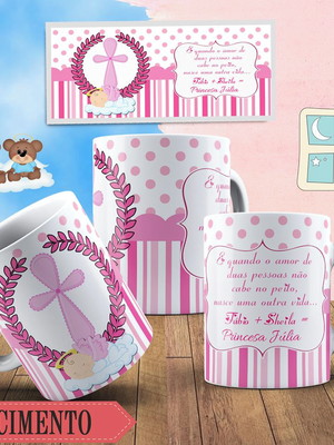 Caneca de polímero personalizada nascimento flor