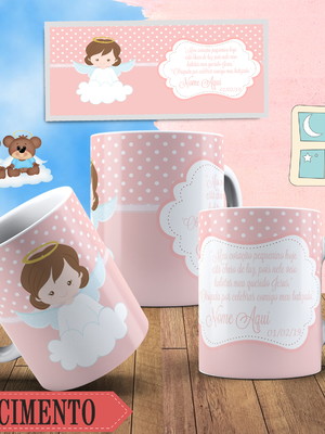 Caneca de polímero personalizada nascimento anja