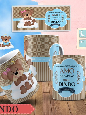 Caneca de polímero personalizada nascimento urso