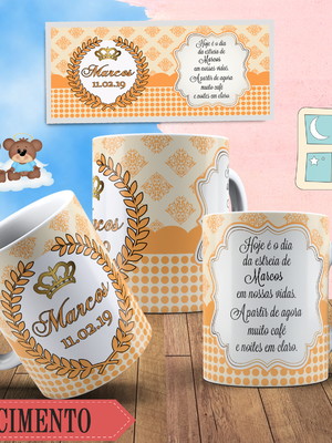Caneca de polímero personalizada nascimento menino frase